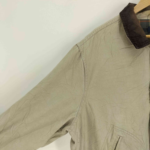ランズエンド LANDS END 90-00S 裏地 チェック 襟 コーデュロイ ハンティング カバーオール ジャケット メンズ import:XL